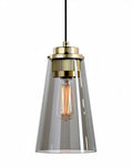 **Lampenontwerp: Glas en Messing Hanglamp met Gloeilamp**