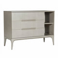 **Moderne commode en bois clair avec étagères ouvertes**
