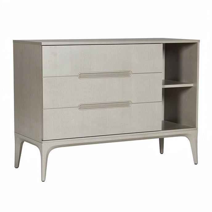 **Moderne commode en bois clair avec étagères ouvertes**